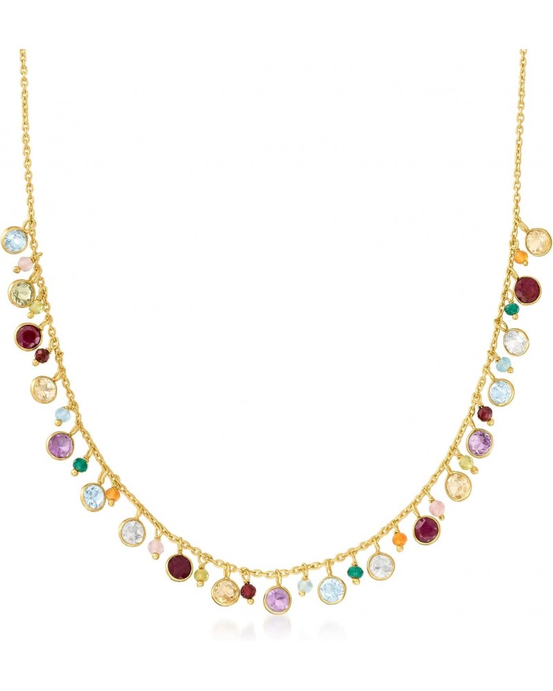 12.10 ct. t.w. Multi-Gemstone Necklace in 18kt Gold Over Sterling. 18 inches $49.00 Necklaces