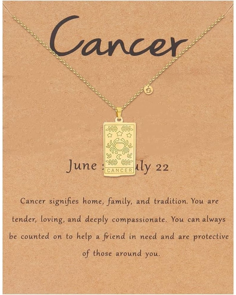 Zodiac Necklaces for Women 12 Constellation Tarot Card Necklace Stainless Steel Cancer $5.82 Necklaces