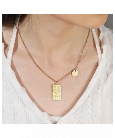 Zodiac Necklaces for Women 12 Constellation Tarot Card Necklace Stainless Steel Cancer $5.82 Necklaces