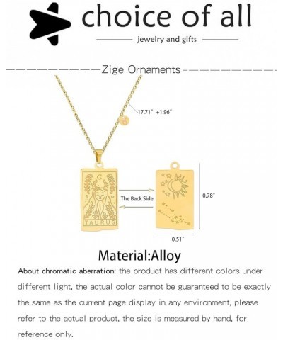 Zodiac Necklaces for Women 12 Constellation Tarot Card Necklace Stainless Steel Cancer $5.82 Necklaces