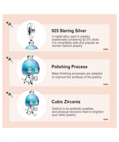 925 Sterling Silver Charms fit Bracelets Necklaces Ocean Animal Beads with 5A Cubic Zirconia Christmas Mother's Day Gift Char...