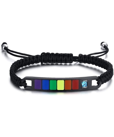 Leather Braided LGBT Rainbow Bracelet Stainless Steel Bangle Gay & Lesbian Pride Silver/Gold Braided Rope (Black) $4.50 Brace...