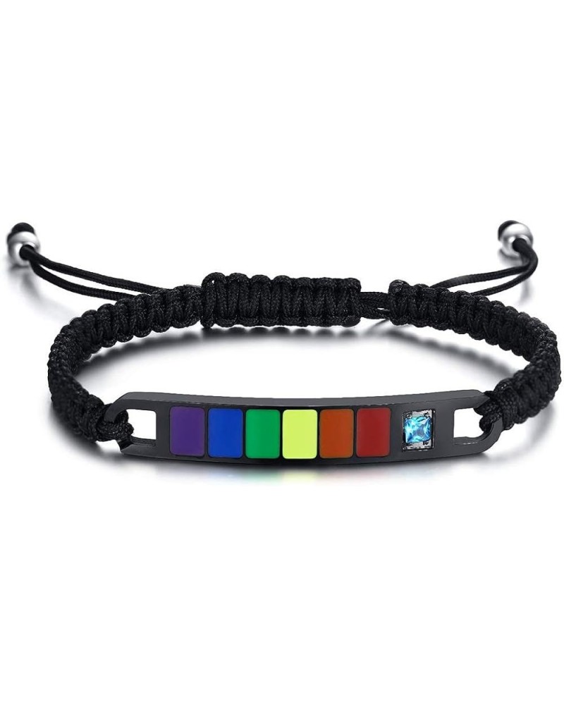 Leather Braided LGBT Rainbow Bracelet Stainless Steel Bangle Gay & Lesbian Pride Silver/Gold Braided Rope (Black) $4.50 Brace...