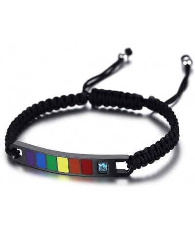 Leather Braided LGBT Rainbow Bracelet Stainless Steel Bangle Gay & Lesbian Pride Silver/Gold Braided Rope (Black) $4.50 Brace...