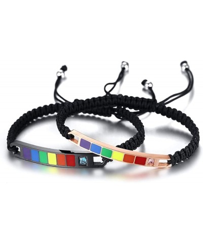 Leather Braided LGBT Rainbow Bracelet Stainless Steel Bangle Gay & Lesbian Pride Silver/Gold Braided Rope (Black) $4.50 Brace...