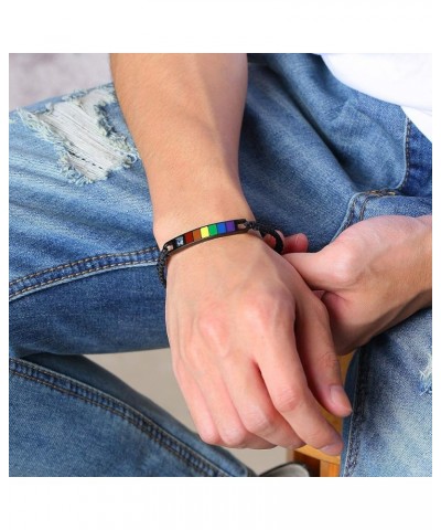 Leather Braided LGBT Rainbow Bracelet Stainless Steel Bangle Gay & Lesbian Pride Silver/Gold Braided Rope (Black) $4.50 Brace...