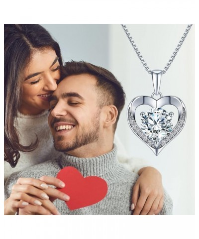 Heart Pendant Necklace Gifts for Wife, Engraved 'I LOVE YOU' Gift for Wife Girlfriend, 1-3 carat Moissanite D Color (VVS1) , ...