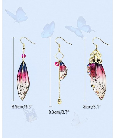 ABONDEVER Cottagecore Butterfly Wing Earrings 1 Pair 14K Gold Foil Fairy Wing Earrings & 1 Pair Fairycore Asymmetrical Earrin...