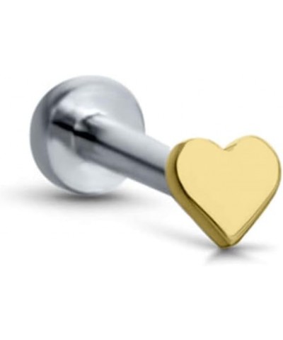 Titanium Labret Monroe Ear Cartilage Threadless Push Pin Nose Stud Heart Choose Your Color, Size & Gauge Gold-Tone-20G-11/32"...