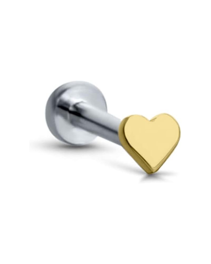 Titanium Labret Monroe Ear Cartilage Threadless Push Pin Nose Stud Heart Choose Your Color, Size & Gauge Gold-Tone-20G-11/32"...