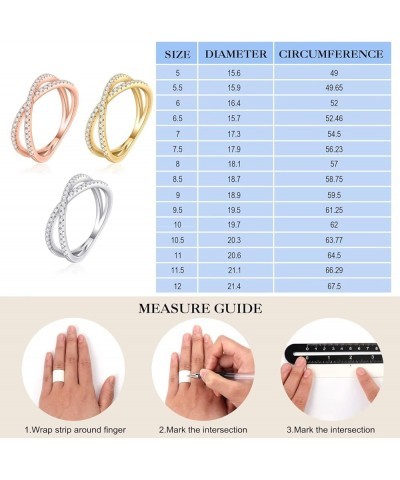 Sterling Silver Rings for Women, S925 Sterling Silver X Ring Criss Cross Ring Simulated Diamond Cubic Zirconia Ring Engagemen...