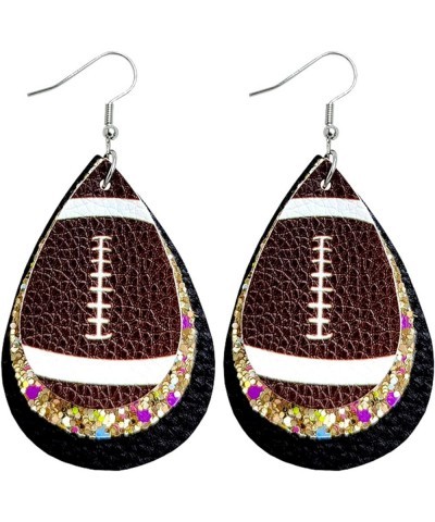 Bohemian Multicolor Glitter Faux Leather Football Drop Dangle Handmade Lightweight Multilayered Earrings Sparkly Statement Je...