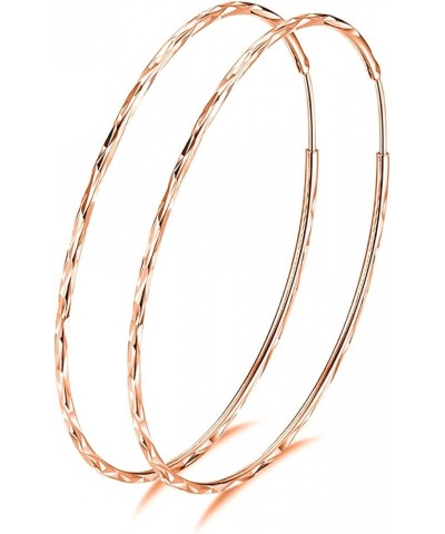 925 Sterling Silver Circle Endless Hoop Earrings for Women Girls 20 30 40 50 60 70mm C-50MM Rose Gold $13.23 Earrings