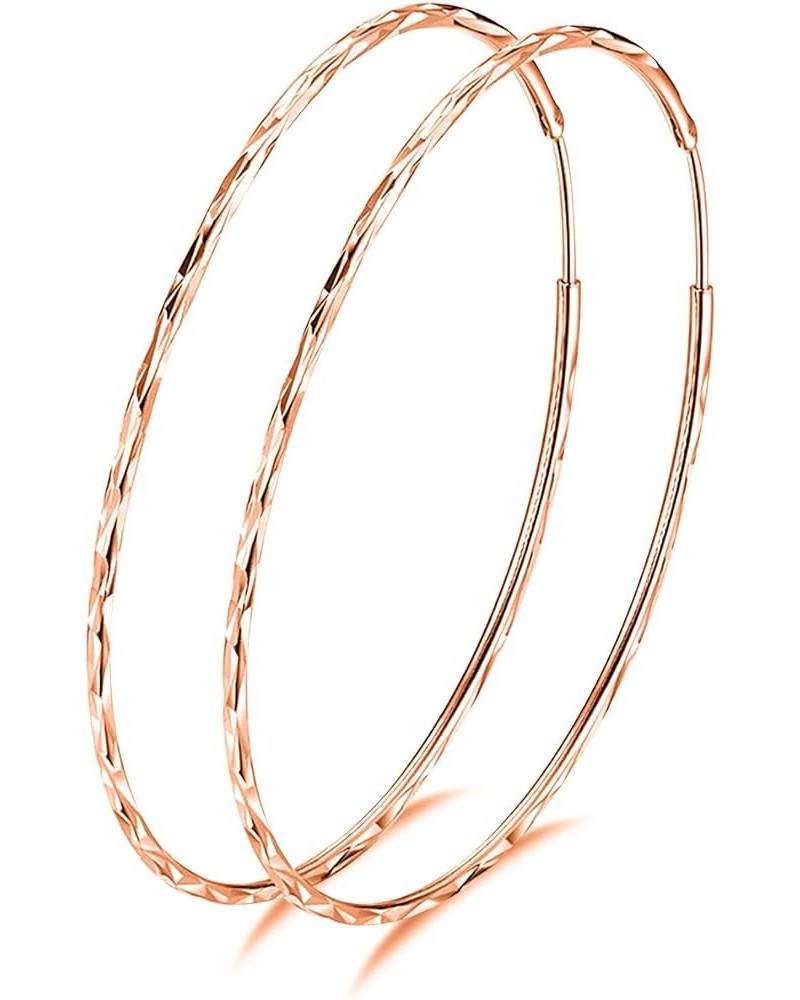 925 Sterling Silver Circle Endless Hoop Earrings for Women Girls 20 30 40 50 60 70mm C-50MM Rose Gold $13.23 Earrings