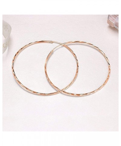 925 Sterling Silver Circle Endless Hoop Earrings for Women Girls 20 30 40 50 60 70mm C-50MM Rose Gold $13.23 Earrings