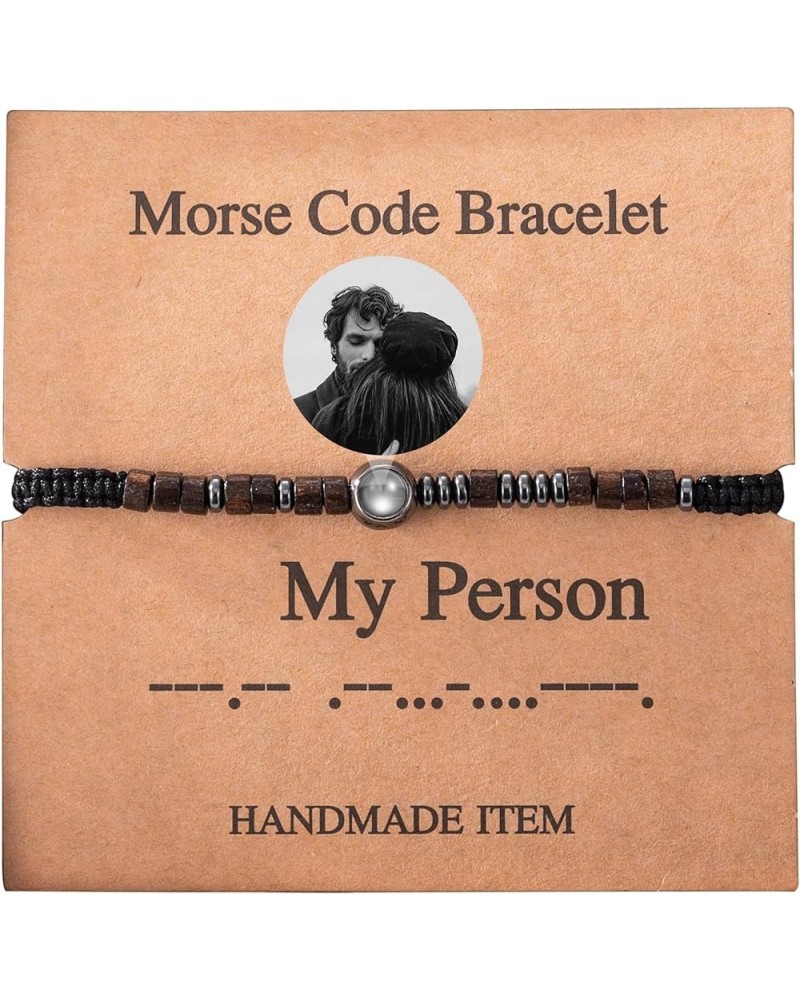 Inspirational Personalized Photo Morse Code Flat Knot Torus Bracelet for Women Men Custom Gifts for Any Occasion My Person $1...