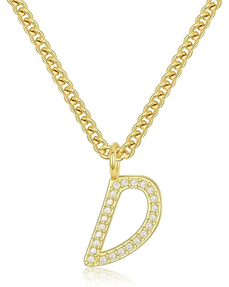 Initial Necklaces for Women 14K Gold Plated CZ Letter Pendant Cuban Chain Necklace Dainty Jewelry Gifts for Teen Girls Letter...