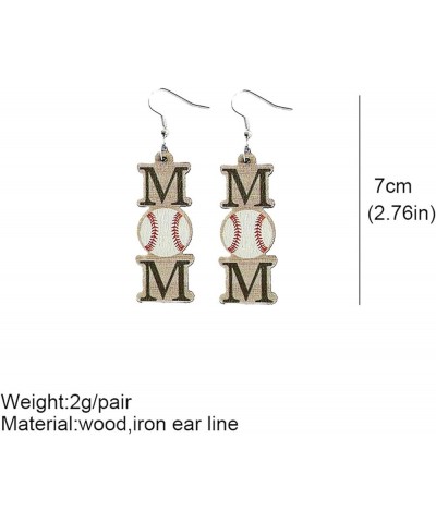 2-3Pairs Leopard Pattern MOM Baseball Rugby Waterdrop Dangle Drop Earring Set for Mother Mom Women Wood Wooden Geometric Roun...