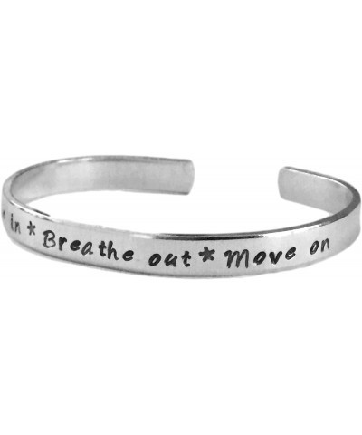 Breathe in Breathe Out Move on | Stacking Bracelets | Adjustable Silver Aluminum Hand Stamped Jewelry $10.50 Bracelets