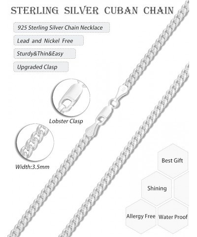 Solid 925 Sterling Silver 3.5/5/7/10mm Gold/Silver Cuban Link Curb Chain Necklace for Men Women 925 Sterling Silver Chain 16-...