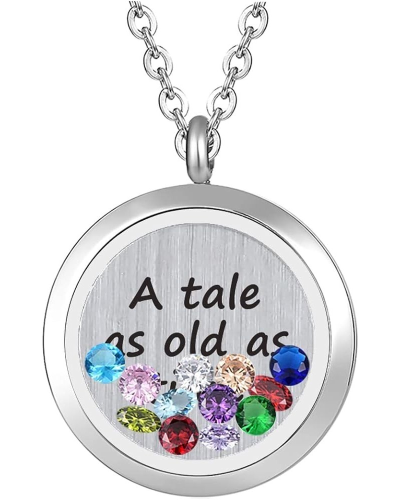 Inspirational Stainless Steel Floating Charm Magnetic Glass Locket Necklace,Gifts For Women. A tale as old as time $9.27 Neck...