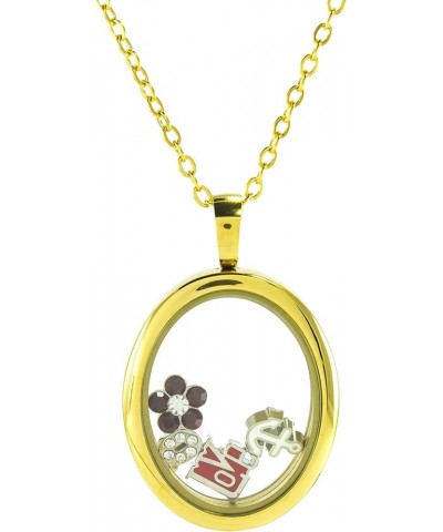 Floating Locket Oval with Choice of 6 Mini Charms and Matching Chain byGold No Stone $24.18 Necklaces