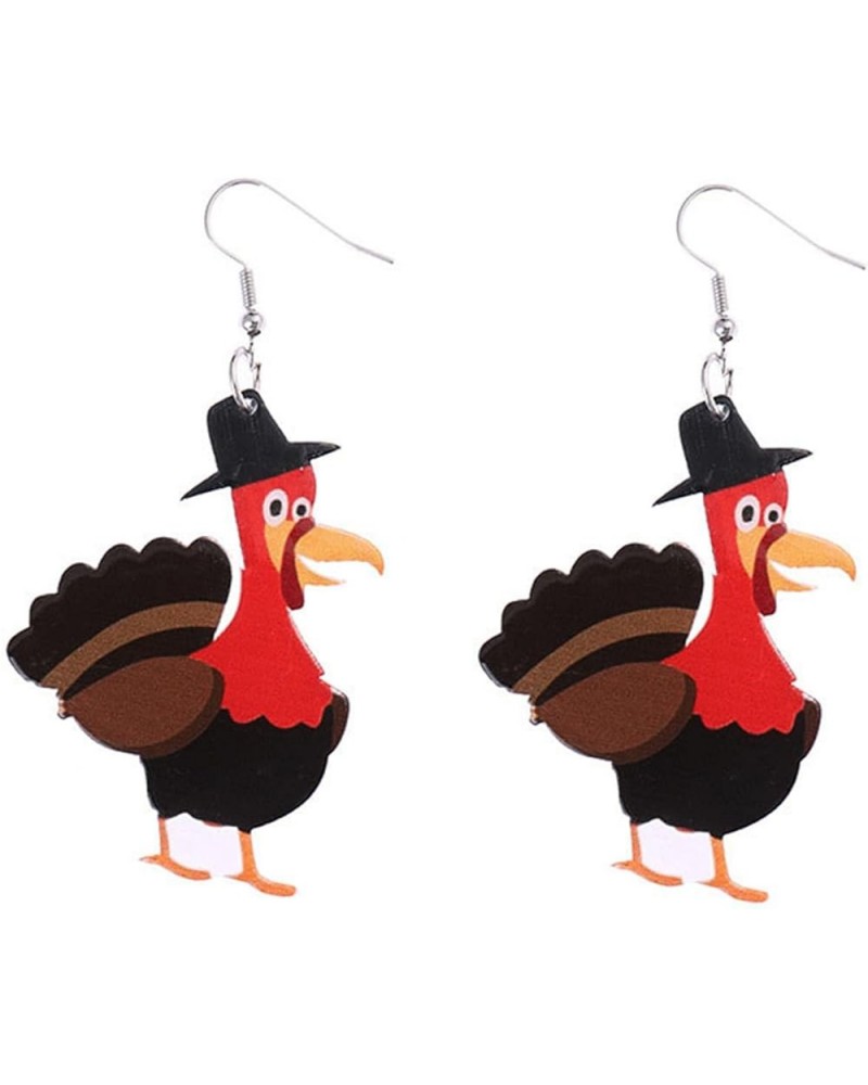 Acrylic Thanksgiving Turkey Earrings For Women Girls Cute Anime Chicken Dangle Drop Earrings Cartoon Hat Turkey Chicken Earri...