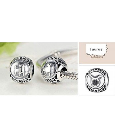 Zodiac Sign Charm 925 Sterling Silver 12 Horoscope Constellation Charm Hollow Star Charm for Fashion 3MM Pandora Bracelet & N...