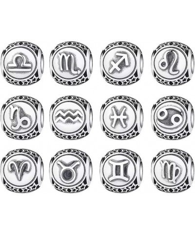 Zodiac Sign Charm 925 Sterling Silver 12 Horoscope Constellation Charm Hollow Star Charm for Fashion 3MM Pandora Bracelet & N...