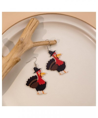 Acrylic Thanksgiving Turkey Earrings For Women Girls Cute Anime Chicken Dangle Drop Earrings Cartoon Hat Turkey Chicken Earri...