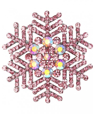 Women's Austrian Crystal Bridal Elegant Stunning Snowflake Flower Brooch 3_Pink Silver-Tone $9.85 Brooches & Pins