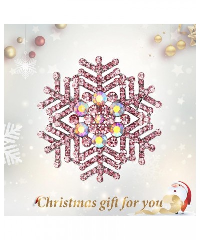 Women's Austrian Crystal Bridal Elegant Stunning Snowflake Flower Brooch 3_Pink Silver-Tone $9.85 Brooches & Pins