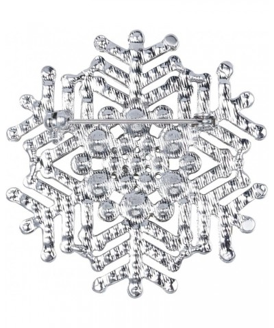 Women's Austrian Crystal Bridal Elegant Stunning Snowflake Flower Brooch 3_Pink Silver-Tone $9.85 Brooches & Pins