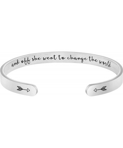 Daughter Mother Bracelets Wide Cuff Bangle Message Engraved Christmas Gifts for Her And off she went to change the world $11....