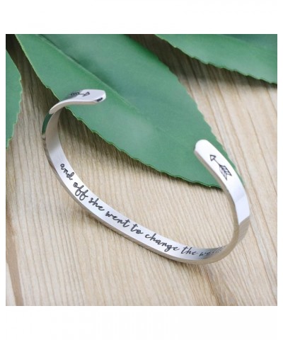 Daughter Mother Bracelets Wide Cuff Bangle Message Engraved Christmas Gifts for Her And off she went to change the world $11....