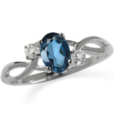 7x5mm Oval Shape White Gold Plated 925 Sterling Silver Engagement Ring Genuine London Blue Topaz 5 $11.83 Rings