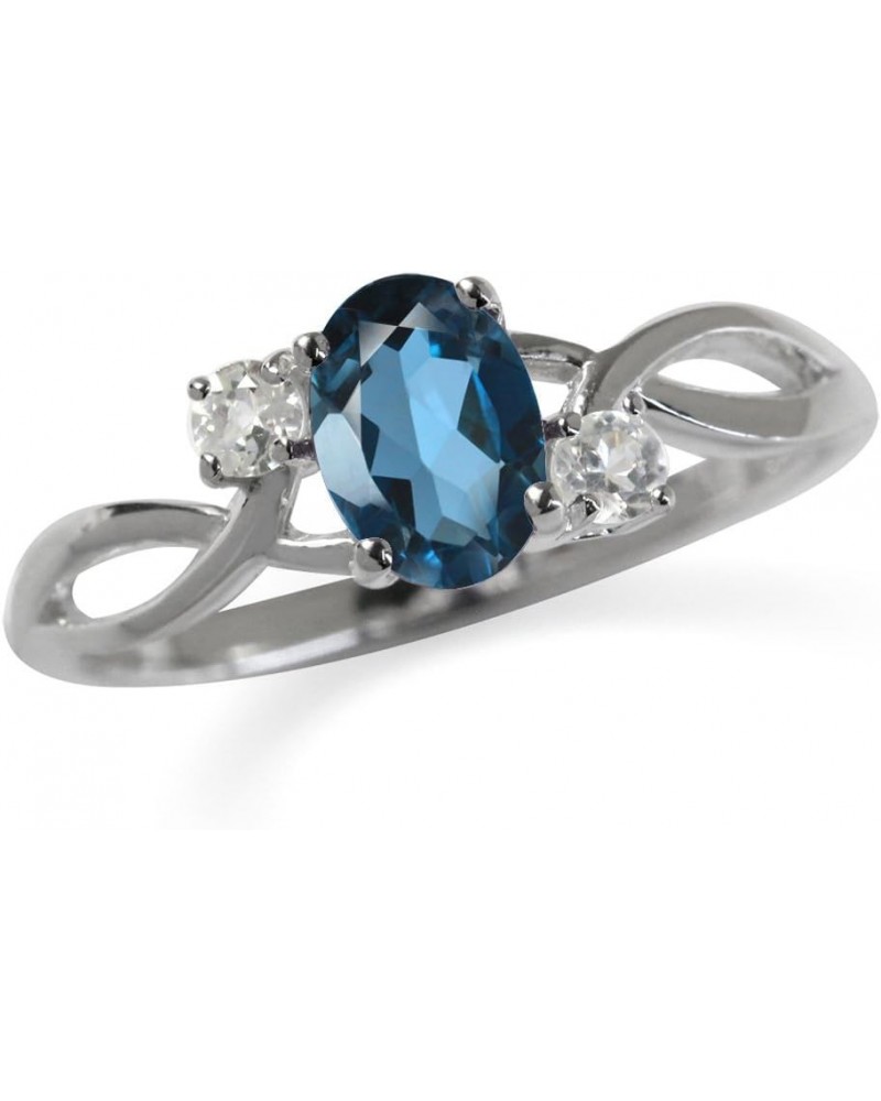 7x5mm Oval Shape White Gold Plated 925 Sterling Silver Engagement Ring Genuine London Blue Topaz 5 $11.83 Rings