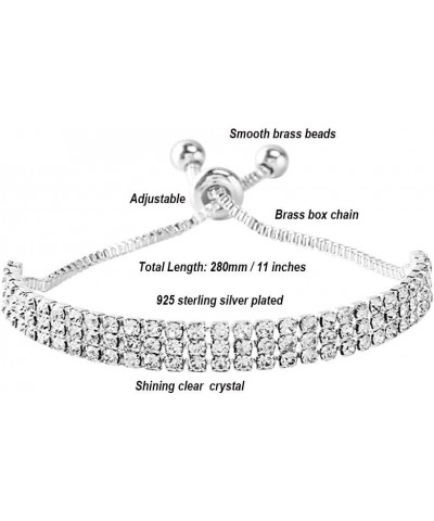 Rhinestone Choker Necklaces Silver Sparkling Diamond Choker Crystal Bracelet Rhinestone Necklace for Women Girls 3 Rows Set B...