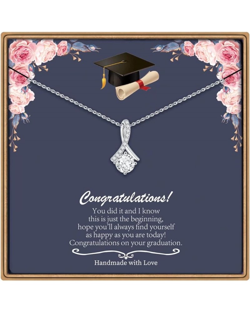 Graduation Gifts for Her, 14K White Gold Plated Graduation Alluring Beauty Necklaces for Women Graduation Gifts Graduation Ne...