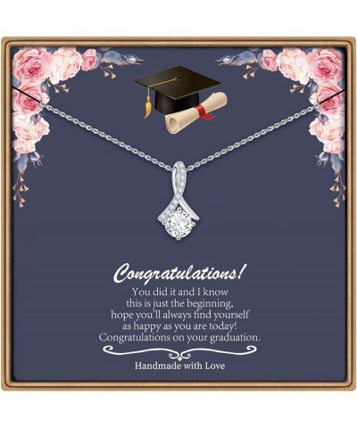 Graduation Gifts for Her, 14K White Gold Plated Graduation Alluring Beauty Necklaces for Women Graduation Gifts Graduation Ne...