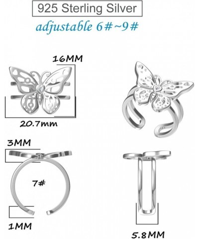 Butterfly Ring 925 Sterling Silver Rings Open Rings butterfly jewelry for Women $12.25 Rings