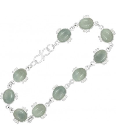 Natural Labradorite Bracelet 925 Silver Overlay Handmade Vintage Bohemian Style Jewelry For Women Aquamarine $15.48 Bracelets