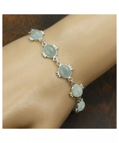 Natural Labradorite Bracelet 925 Silver Overlay Handmade Vintage Bohemian Style Jewelry For Women Aquamarine $15.48 Bracelets