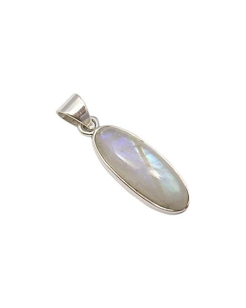 925 Fine Silver Rainbow Moonstone tcw 8.0 Pendant 1.3" Jewelry $10.11 Pendants