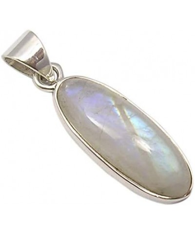 925 Fine Silver Rainbow Moonstone tcw 8.0 Pendant 1.3" Jewelry $10.11 Pendants