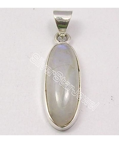 925 Fine Silver Rainbow Moonstone tcw 8.0 Pendant 1.3" Jewelry $10.11 Pendants