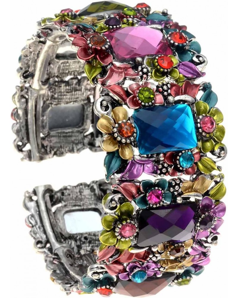 Multi Colored Flower Hinged Bangle Bracelet $12.96 Bracelets