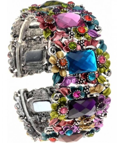 Multi Colored Flower Hinged Bangle Bracelet $12.96 Bracelets