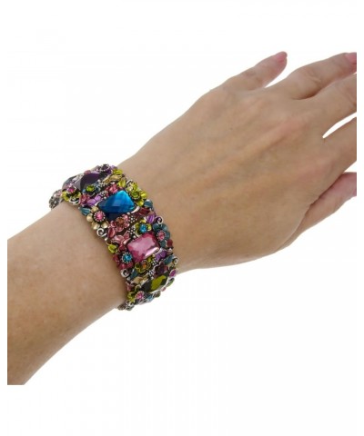 Multi Colored Flower Hinged Bangle Bracelet $12.96 Bracelets