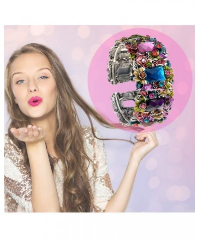 Multi Colored Flower Hinged Bangle Bracelet $12.96 Bracelets